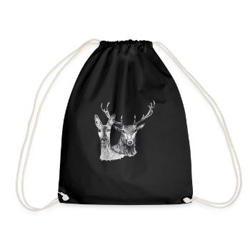 Deer and doe - Drawstring Bag - black - Front