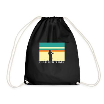 fishing time - Drawstring Bag - black - Front