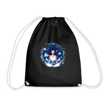 Une jeune femme méditant - Sac de sport léger - noir - Devant