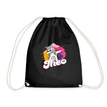 THEO - Beautiful Boy Name with Cool Unicorn - Drawstring Bag - black - Front