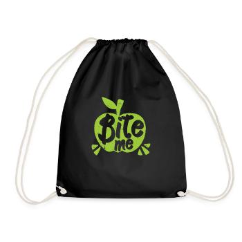 Green Apples Bite Me Distressed - Drawstring Bag - black - Front