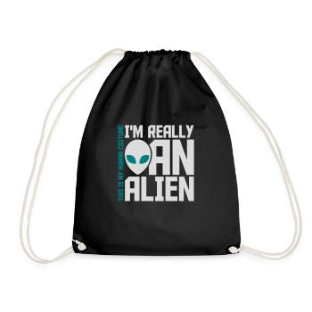 human costume alien Zitat - Turnbeutel - Schwarz - Vorne