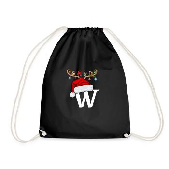 Brief W Weihnachtsmütze - Turnbeutel - Schwarz - Vorne