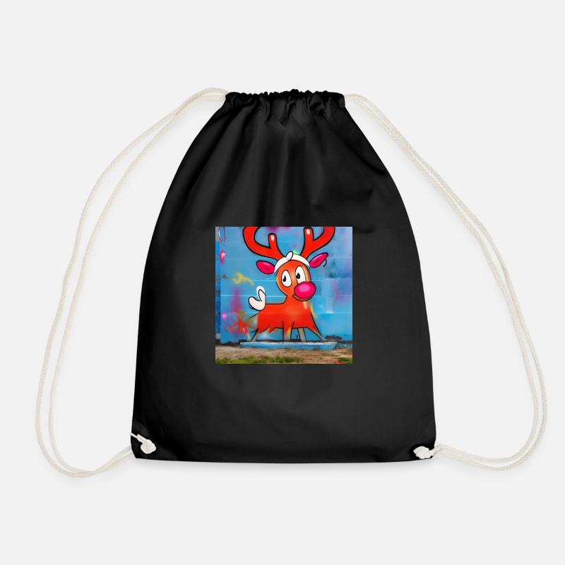 Rudolph the red nose reindeer - Drawstring Bag - black