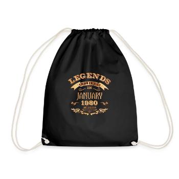 Legends are born in January 1980 - Drawstring Bag - black - Front