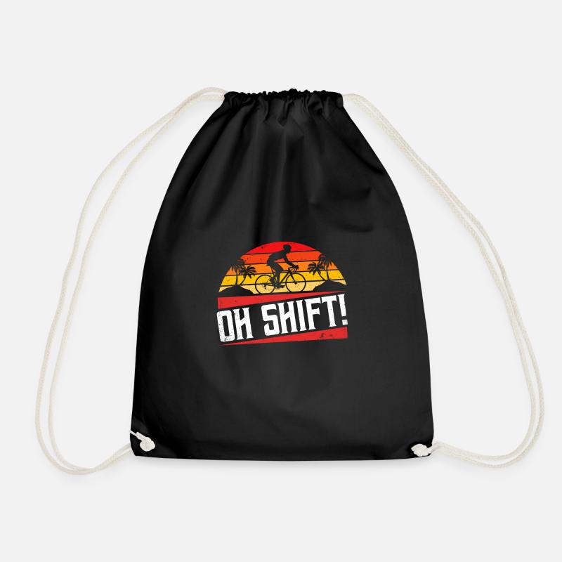Oh shift - Funny Cycling - Drawstring Bag - black