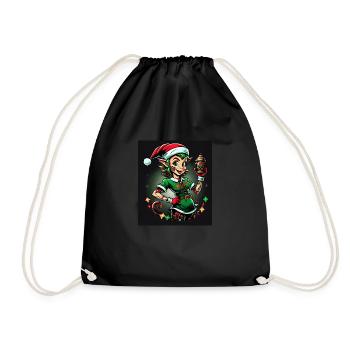 Weihnachts Elf Krankenschwester Motiv - Turnbeutel - Schwarz - Vorne