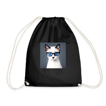 Mignon chat Zoe avec des lunettes - Sac de sport léger - noir - Devant