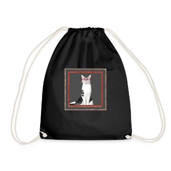 Mignon chat Abigail avec des lunettes - Sac de sport léger - noir - Devant