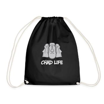 Chad Life : Giga Chad Moai Statue - Turnbeutel - Schwarz - Vorne
