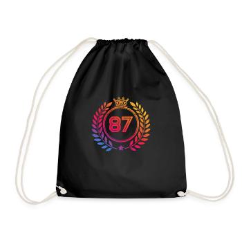 87 Zahl Kranz - Turnbeutel - Schwarz - Vorne