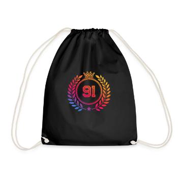91 Number wreath - Drawstring Bag - black - Front