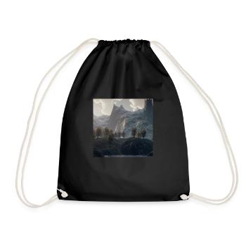 Beautiful mountain landscape in the fog - Drawstring Bag - black - Front