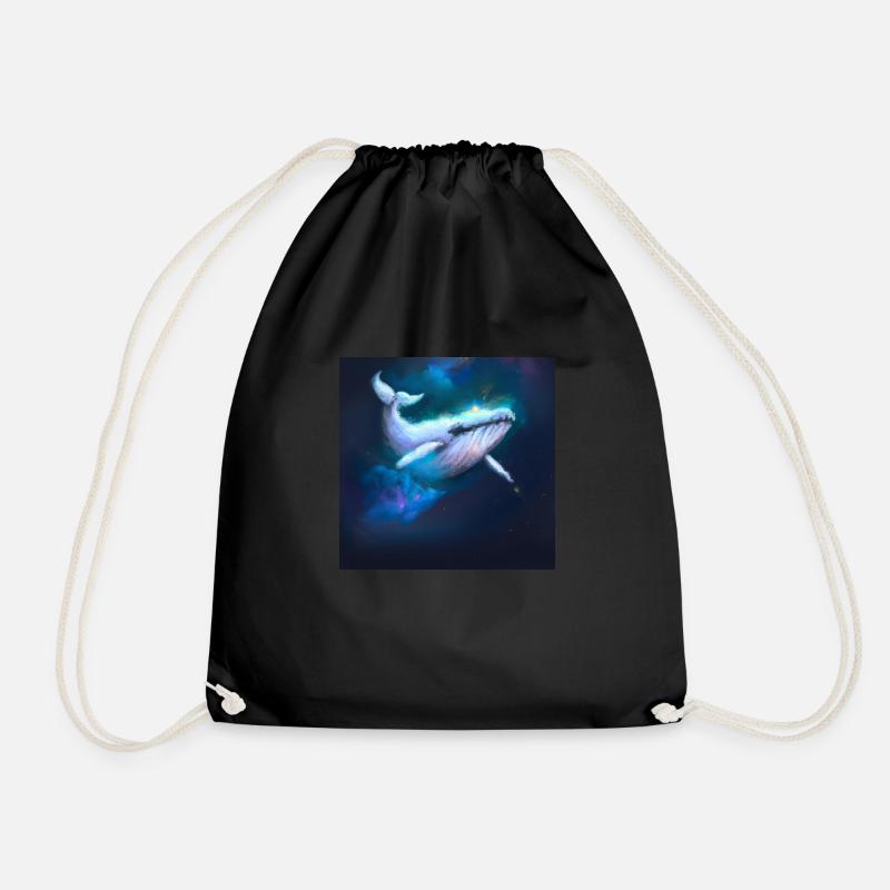 Whale floating in space - Drawstring Bag - black