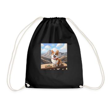 Cute Corgi in Nature - Drawstring Bag - black - Front