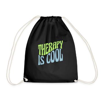 therapy is cool Quote - Drawstring Bag - black - Front