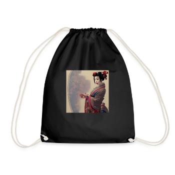 einzigartige Darstellung einer Geisha - Turnbeutel - Schwarz - Vorne