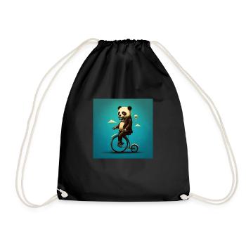 Panda élégant sur un vélo 6 - Sac de sport léger - noir - Devant