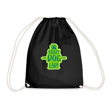 crazy dog lady quote - Drawstring Bag - black - Front