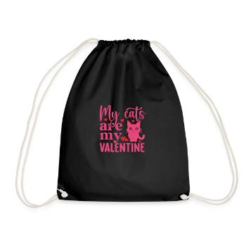 My Cats are my Valentine - Turnbeutel - Schwarz - Vorne