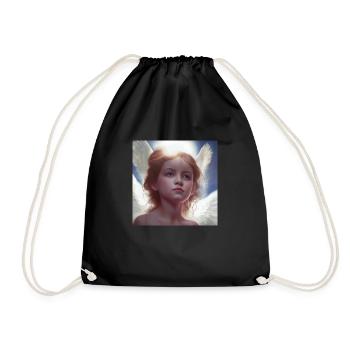 little girl angel 3 - Drawstring Bag - black - Front
