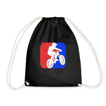 Mountain bikers on mountain bikes in red and blue - Drawstring Bag - black - Front