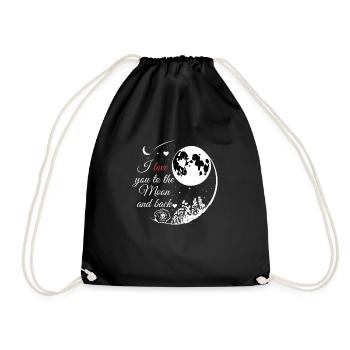 Liebe dich zum Mond Geschenk heiliges Paar - Turnbeutel - Schwarz - Vorne