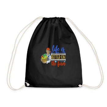Life Is Better On The Farm Retro Farmer Designs - Drawstring Bag - black - Front