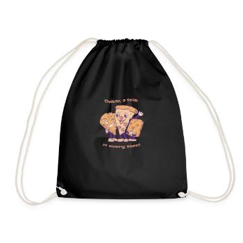 Cheese A Smile In Every Slice! Cheese Pizza Lover - Drawstring Bag - black - Front