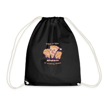Pizza Is Love In Every Slice Cute Cheese Pizza - Drawstring Bag - black - Front