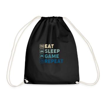 EAT SLEEP GAME REPEAT - Drawstring Bag - black - Front
