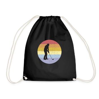 Golfer vintage Golf retro - Turnbeutel - Schwarz - Vorne