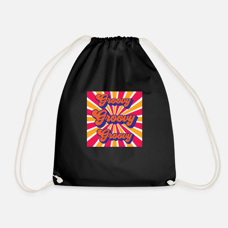Groovy Groovy Groovy Retro design - Drawstring Bag - black