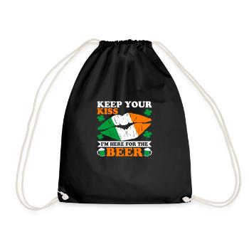 Keep your Kiss I ́m here for the Beer - Drawstring Bag - black - Front