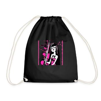 girl 14 - Drawstring Bag - black - Front