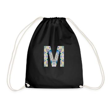 Letter M in mandala - Drawstring Bag - black - Front