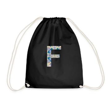 Letter F in mandala - Drawstring Bag - black - Front