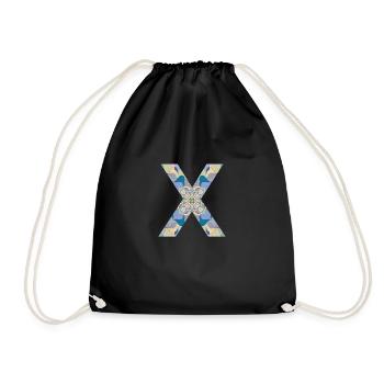 Letter X in mandala - Drawstring Bag - black - Front