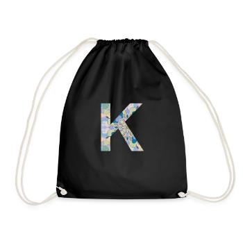 Letter K in mandala - Drawstring Bag - black - Front