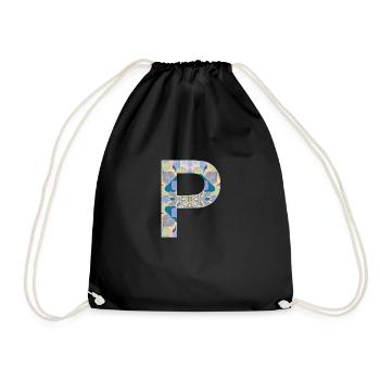 Letter P in mandala - Drawstring Bag - black - Front