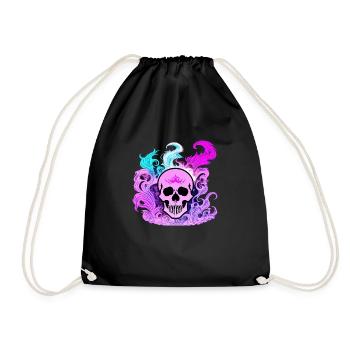 Feu Crâne Fumée Rose Squelette Flammes 6 - Sac de sport léger - noir - Devant