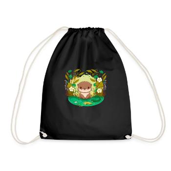 baby otter Kawaii - Drawstring Bag - black - Front