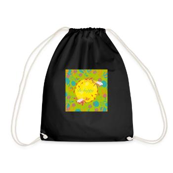 Be happy - Drawstring Bag - black - Front