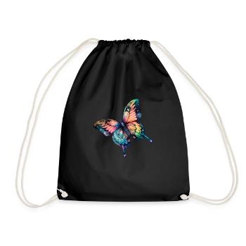 Butterfly rainbow colors - Drawstring Bag - black - Front