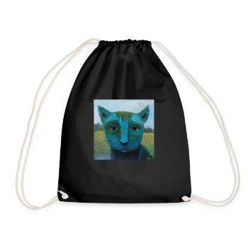 Blaue Katze - Turnbeutel - Schwarz - Vorne