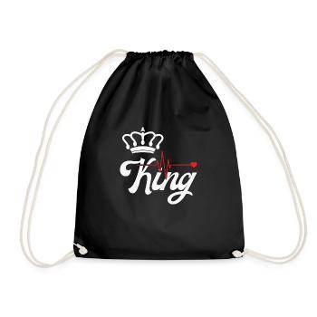 King, queen. Couple gift idea. Love. - Drawstring Bag - black - Front