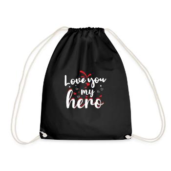 Je t’aime mon héros - Sac de sport léger - noir - Devant