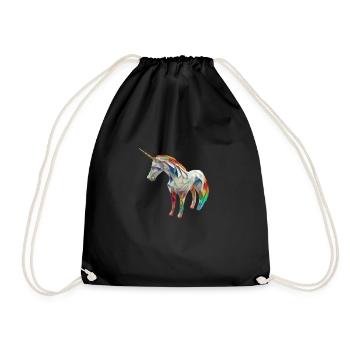 Origami Geometrie Unicorn bunt modern arty - Turnbeutel - Schwarz - Vorne