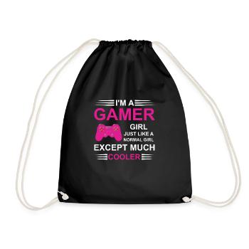 Gamer Girl weiß - Turnbeutel - Schwarz - Vorne