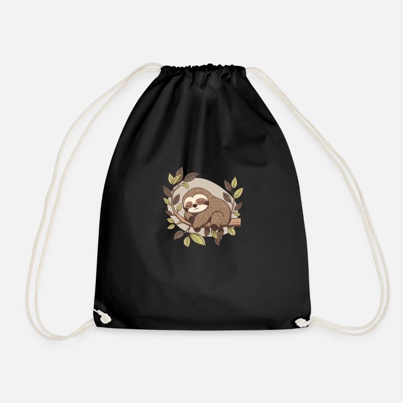 Cute sloth - Drawstring Bag - black